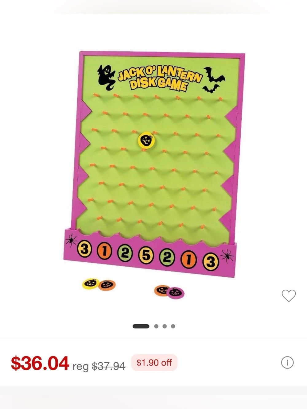 Jack O'Lantern Disk Toss Game - Green & Pink Kids Target Game